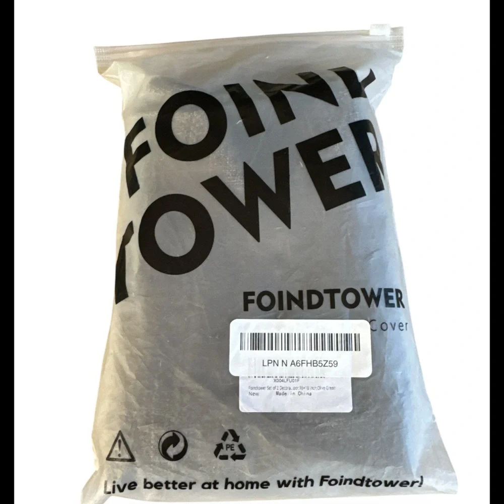 Foindtower Set of 2 Decorative Linen Check Throw Pillow Covers new